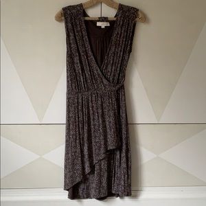 LOFT flounce dress sleeveless v neck faux wrap S